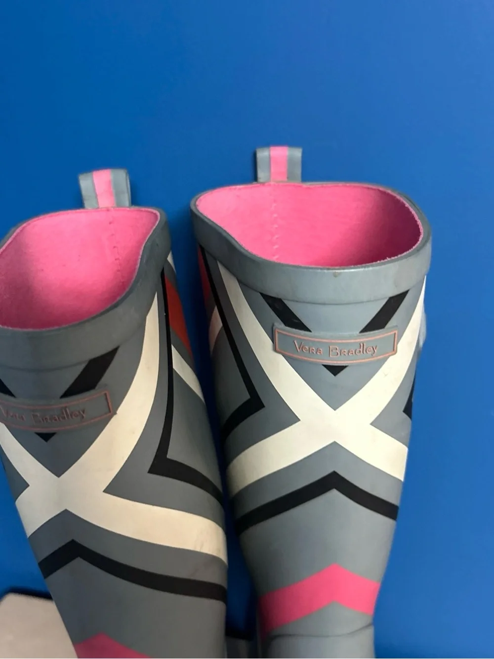 Vera Bradley Gray & Pink Women's Tall Rain Boots size 8